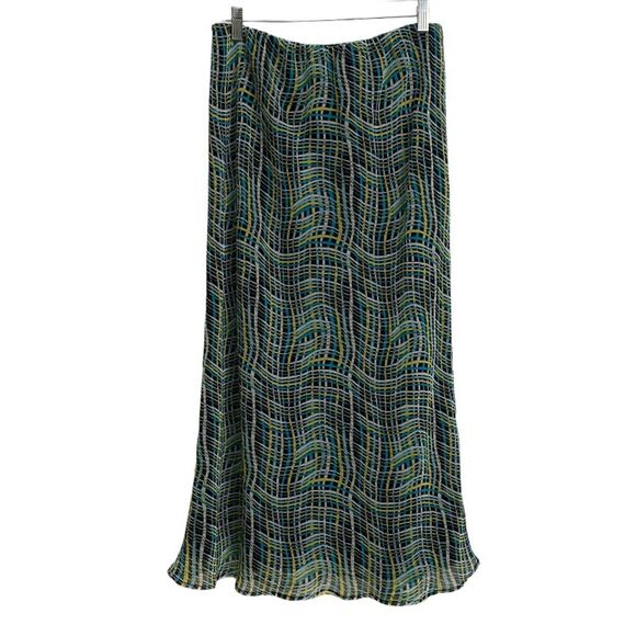 Cato Multicolor Elastic Waist Pull On Maxi Skirt Size M Abstract Scallop Hem - Picture 7 of 13
